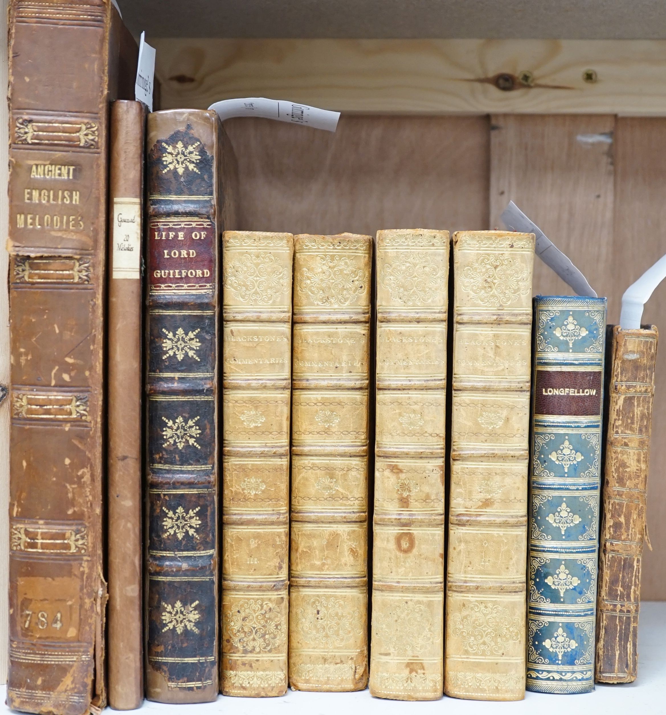 Longfellow, Henry Wadsworth - The Poetical Works of Henry Wadsworth Longfellow. Complete copyright edition, Gilt tooled morocco with school crest to upper, panelled and gilt decorated spine with morocco label. Marbled ed